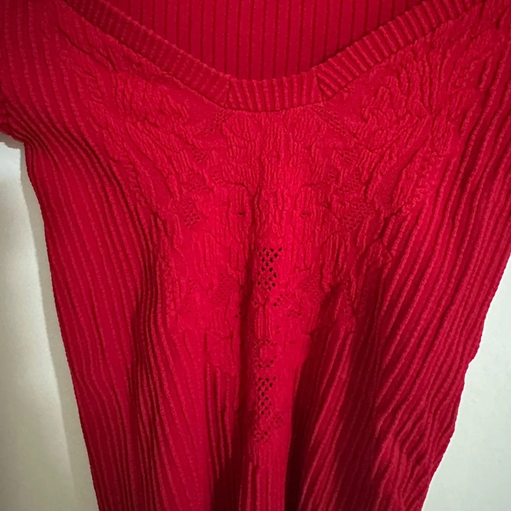 Free People Red Ribbed Top - Picture 4 of 4
